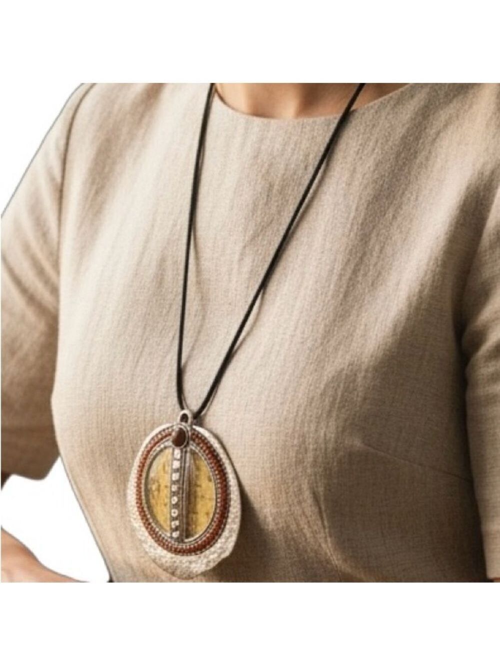 Chico’s Vintage Silver & Gold Tone Medallion Necklace - Picture 1 of 10